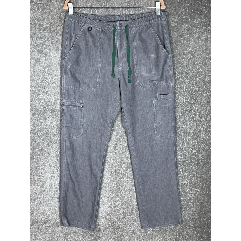 FIGS Cairo Cargo Scrub Pants Mens Size Medium Graphite Gray Drawstring Pockets